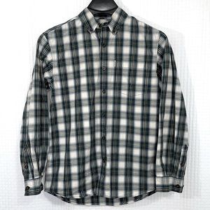 Carhartt men’s Medium cotton‎ blue, green & white plaid button down shirt. EUC
